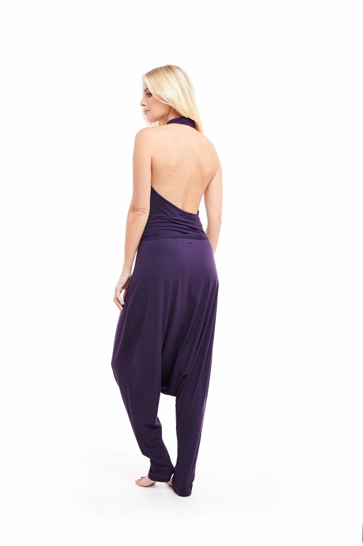 Bamboo Harem Lounge Pants Deep Purple - MUDRA