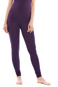 Bamboo Long Leggings Deep Purple - MUDRA