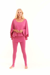 Bamboo Long Leggings Lipstick Pink - MUDRA