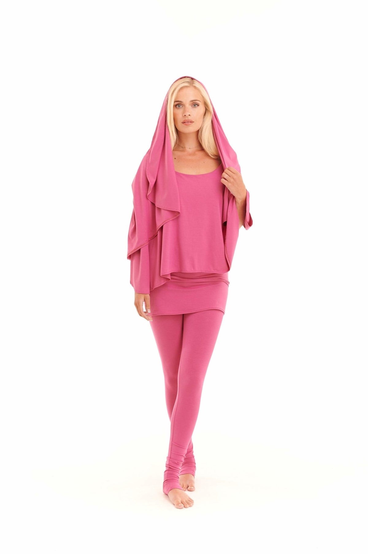 Bamboo Long Leggings Lipstick Pink - MUDRA