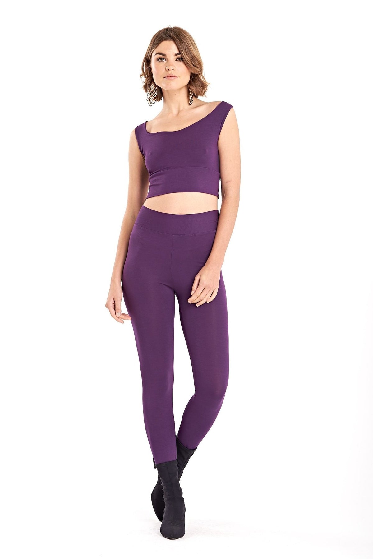 Bamboo Long Leggings Purple - MUDRA