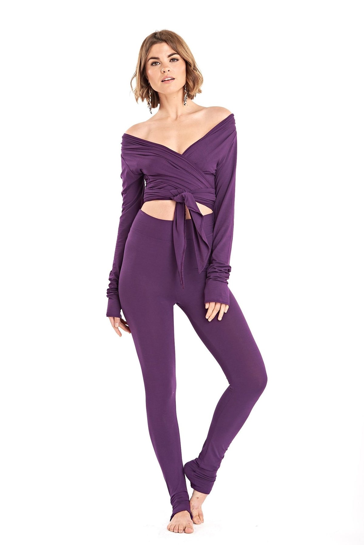 Bamboo Long Leggings Purple - MUDRA