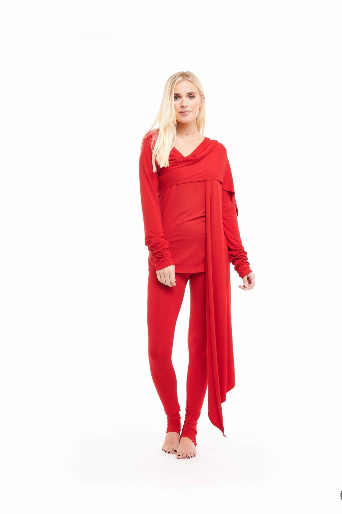 Bamboo Long Leggings Red - MUDRA