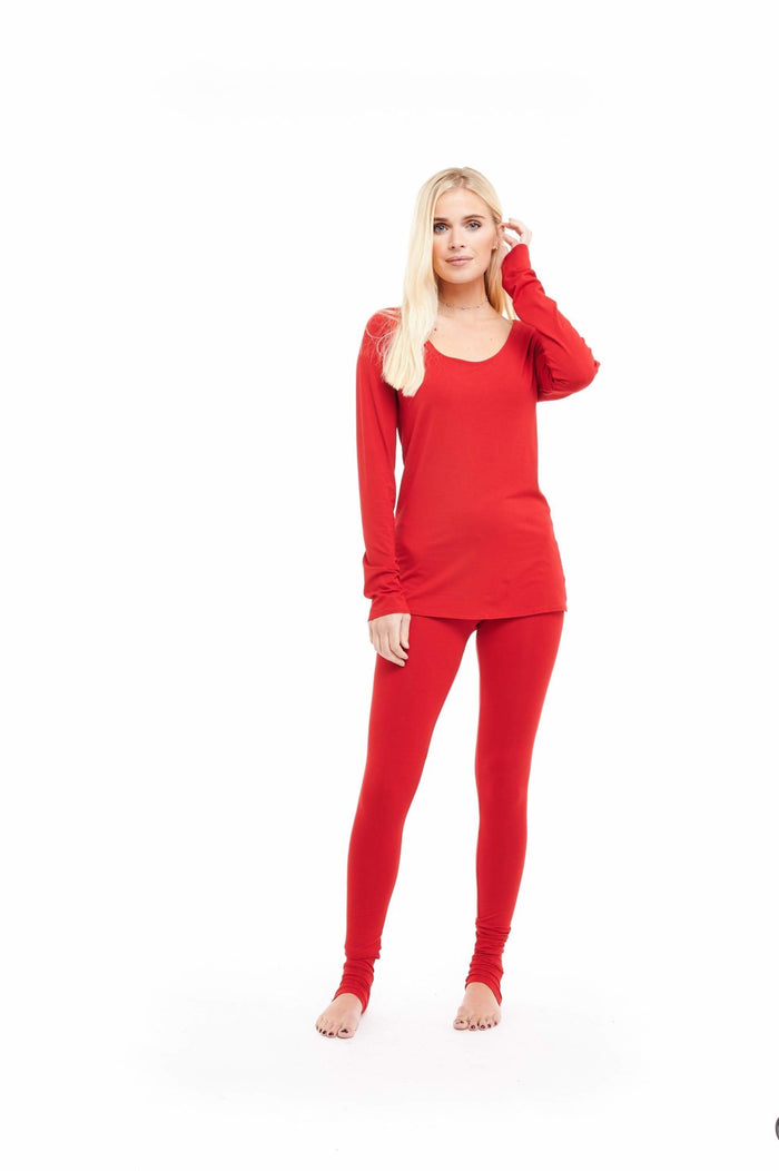 Bamboo Long Leggings Red - MUDRA