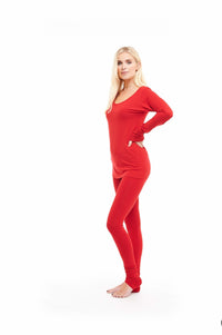 Bamboo Long Leggings Red - MUDRA