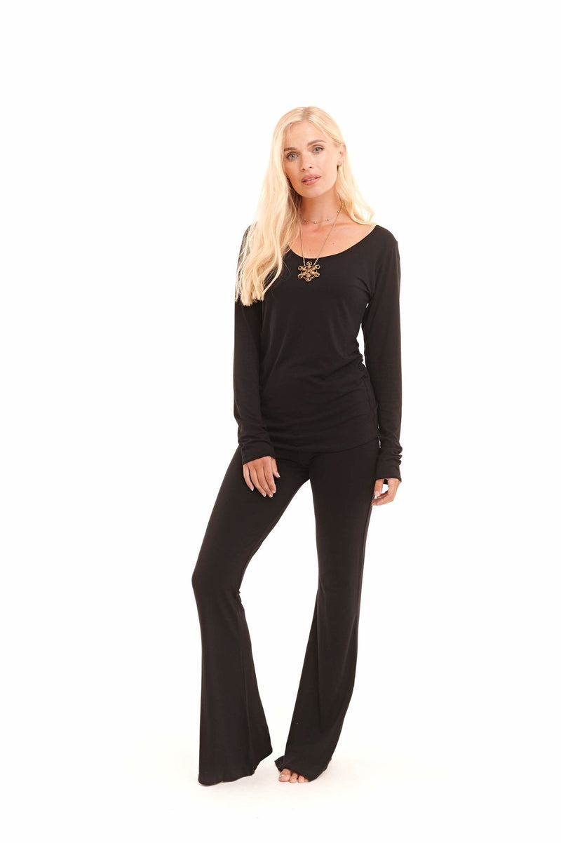 Bamboo Long Sleeve Top Black - MUDRA