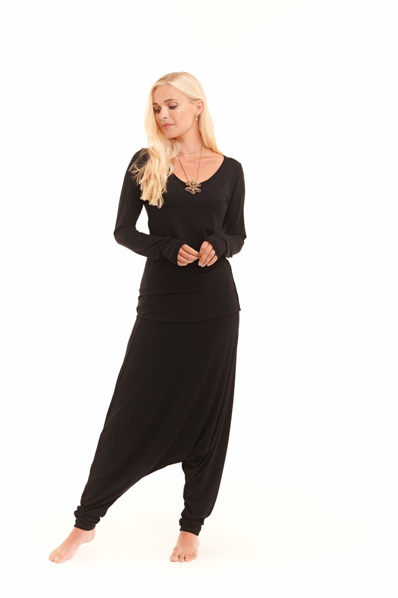 Bamboo Long Sleeve Top Black - MUDRA