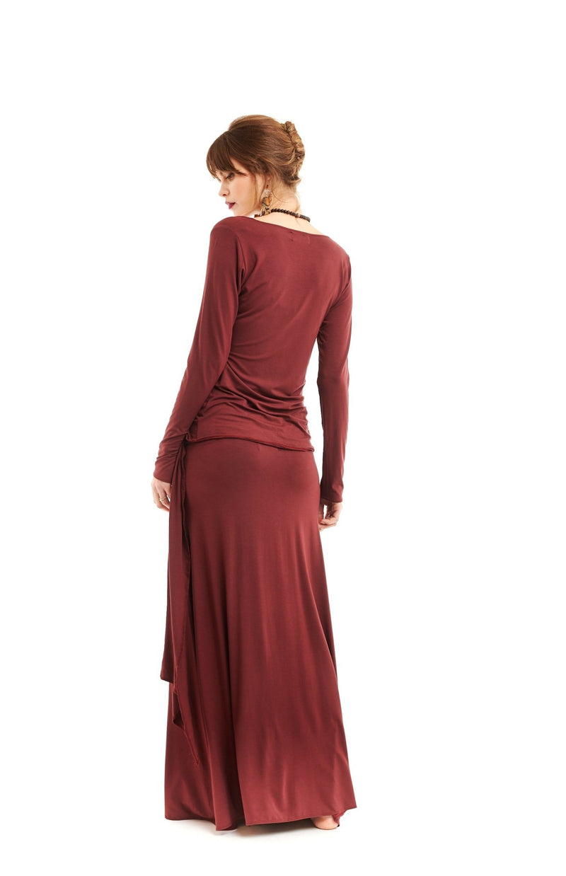 Bamboo Long Sleeve Top Burgundy - MUDRA