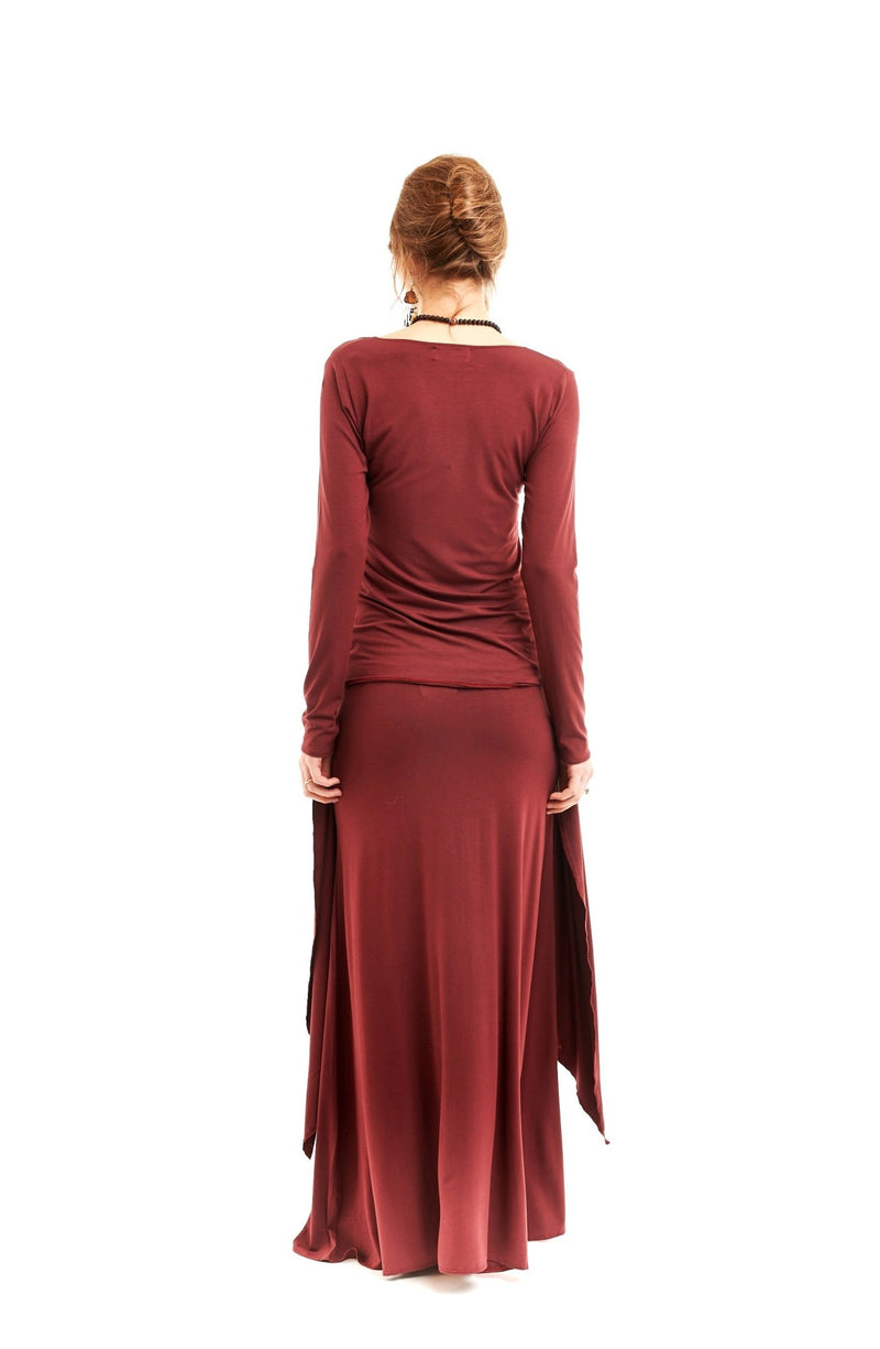 Bamboo Long Sleeve Top Burgundy - MUDRA