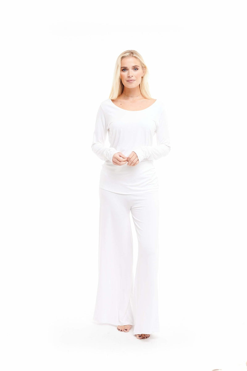 Bamboo Long Sleeve Top White - MUDRA