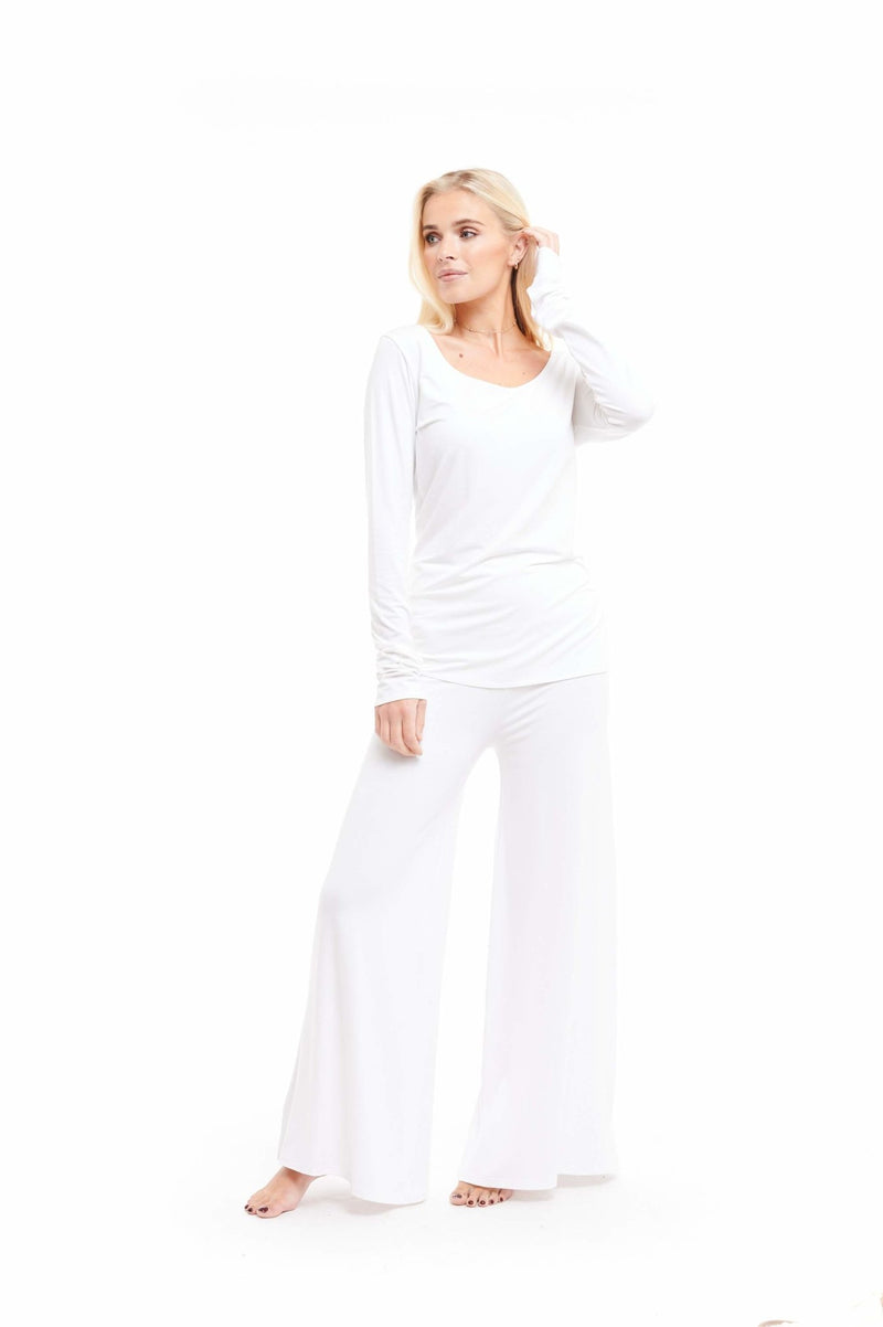 Bamboo Long Sleeve Top White - MUDRA