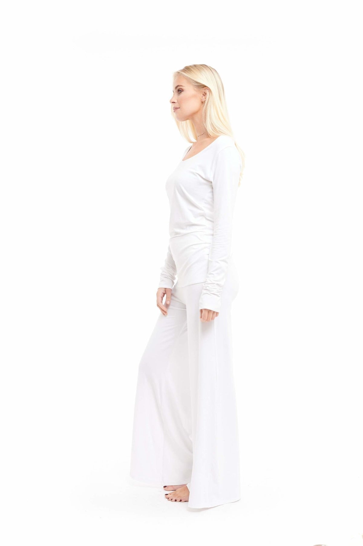 Bamboo Long Sleeve Top White - MUDRA