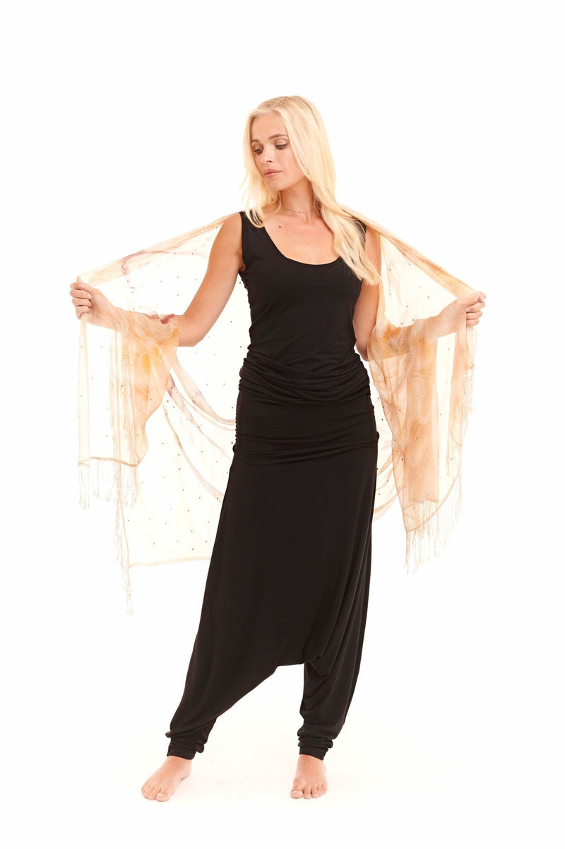 Bamboo Long Vest Dress Black - MUDRA