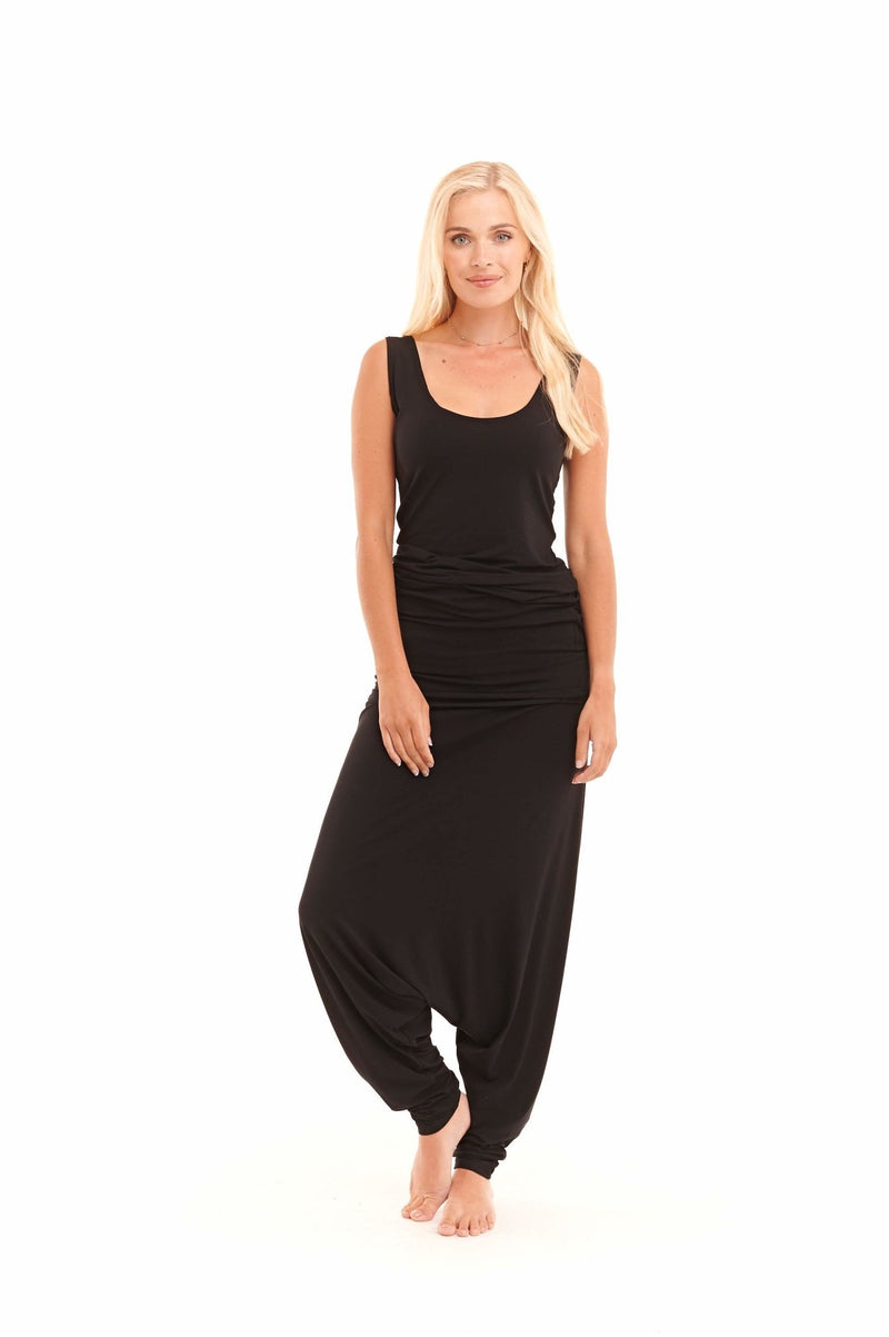 Bamboo Long Vest Dress Black - MUDRA