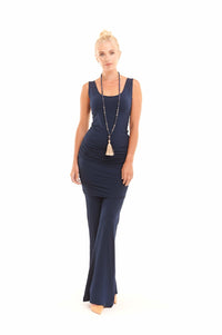 Bamboo Long Vest Dress Navy - MUDRA