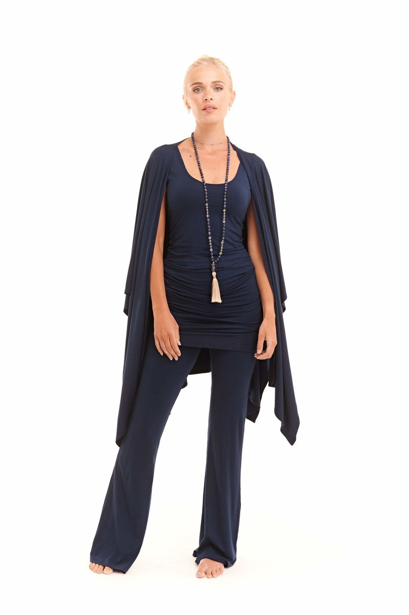 Bamboo Long Vest Dress Navy - MUDRA