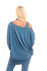 Bamboo Raglan Top With Scarf Teal - MUDRA