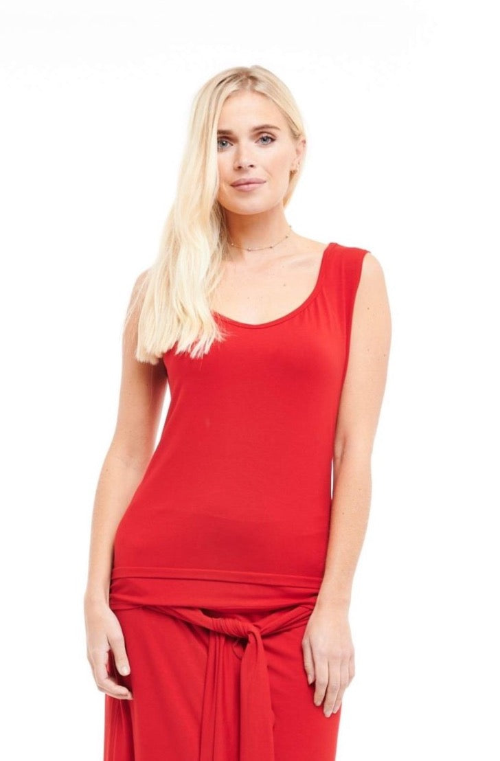 Bamboo Sweetheart Vest Top Red - MUDRA