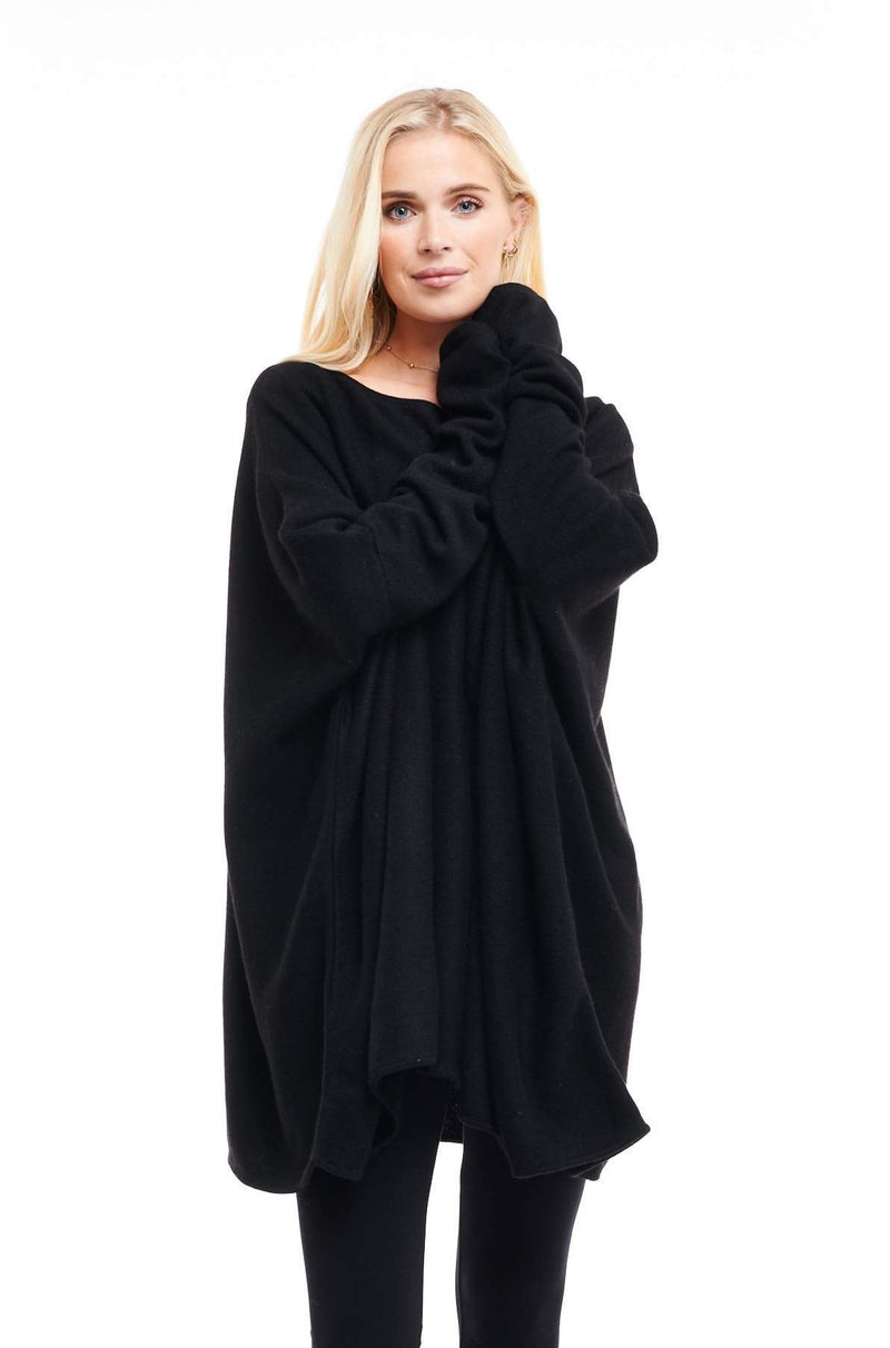 Cashmere Snuggle Box Jumper 4 Ply Black - MUDRA