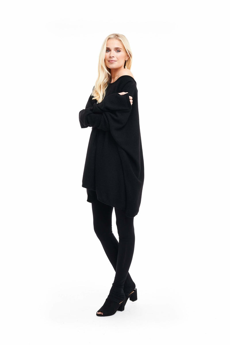 Cashmere Snuggle Box Jumper 4 Ply Black - MUDRA