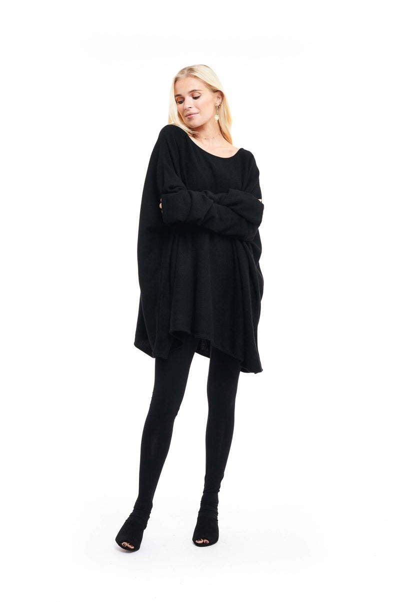 Cashmere Snuggle Box Jumper 4 Ply Black - MUDRA