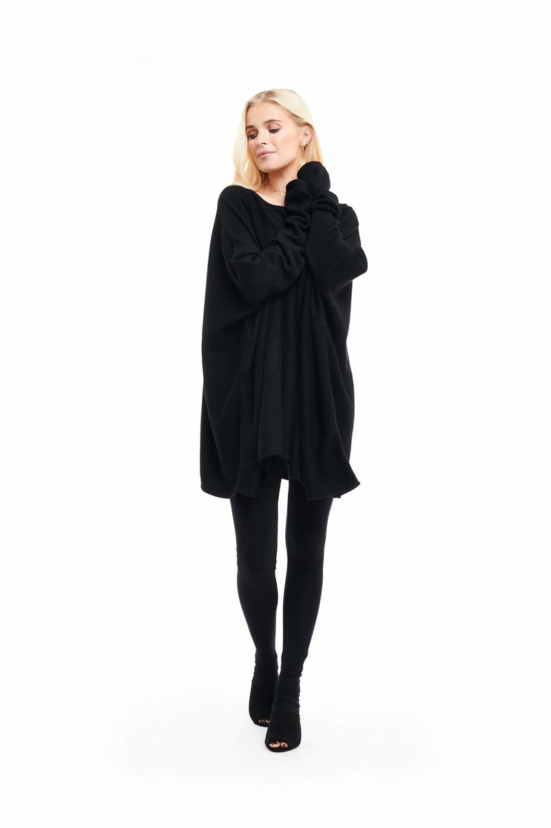 Cashmere Snuggle Box Jumper 4 Ply Black - MUDRA