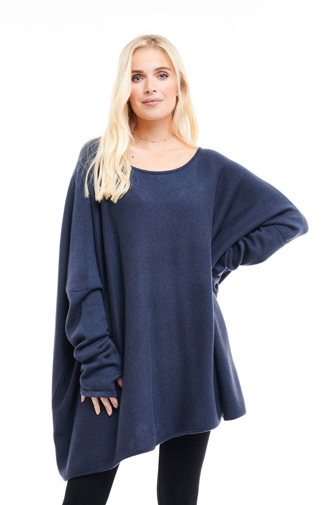 Cashmere Snuggle Box Jumper 4 Ply Slate Grey - MUDRA