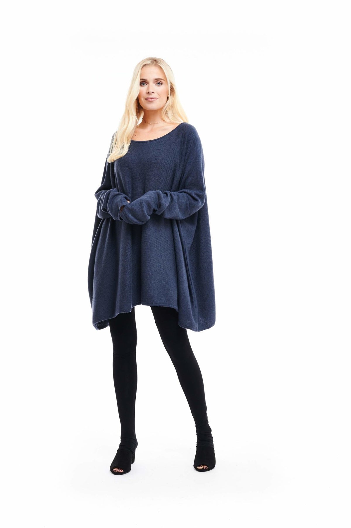 Cashmere Snuggle Box Jumper 4 Ply Slate Grey - MUDRA