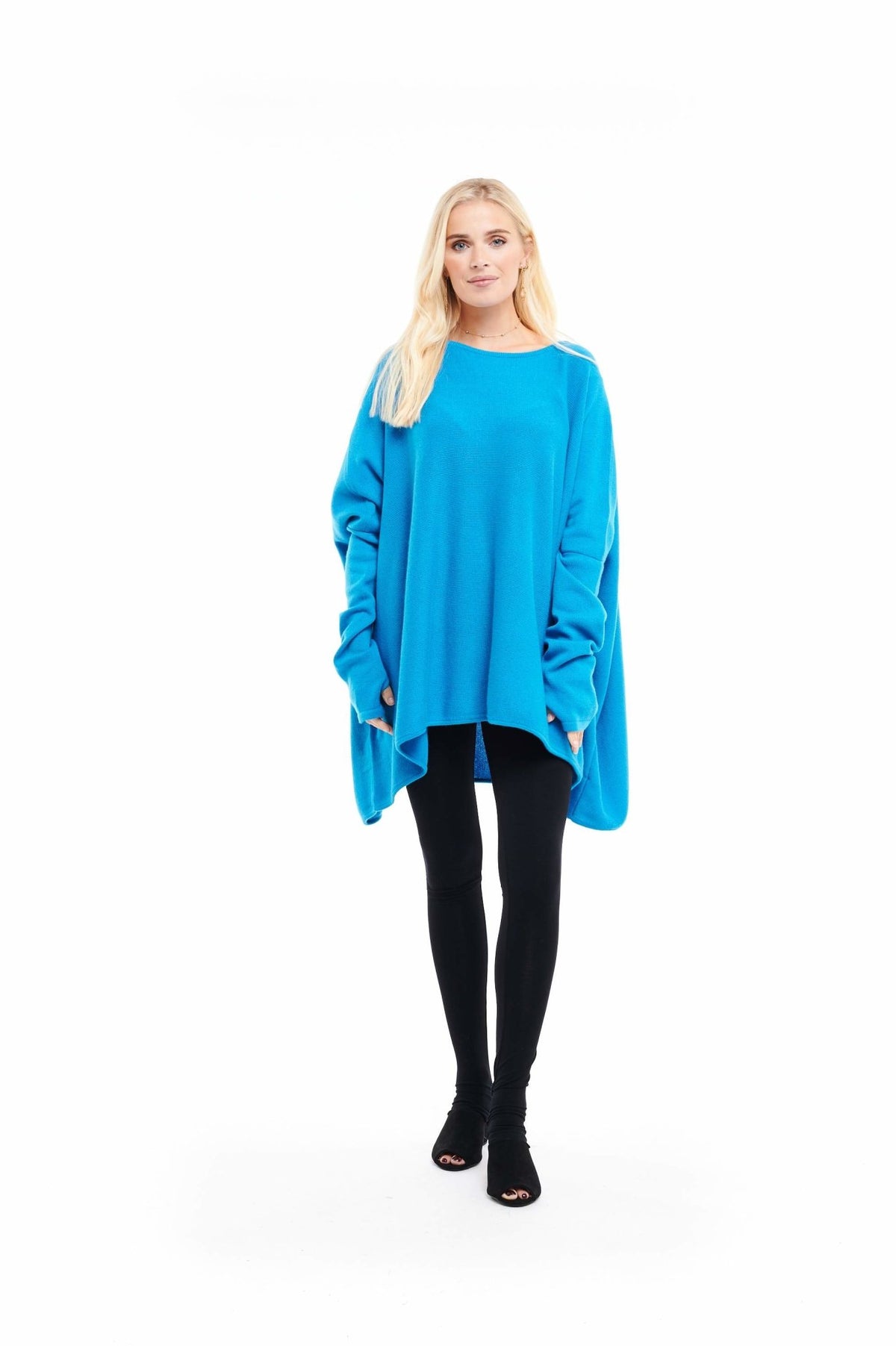 Cashmere Snuggle Box Jumper 4 Ply Turquoise - MUDRA