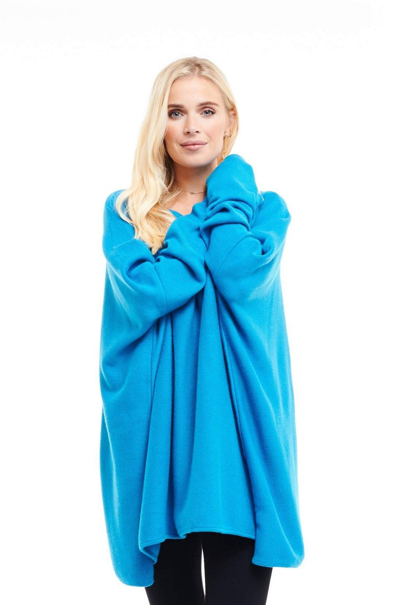 Cashmere Snuggle Box Jumper 4 Ply Turquoise - MUDRA