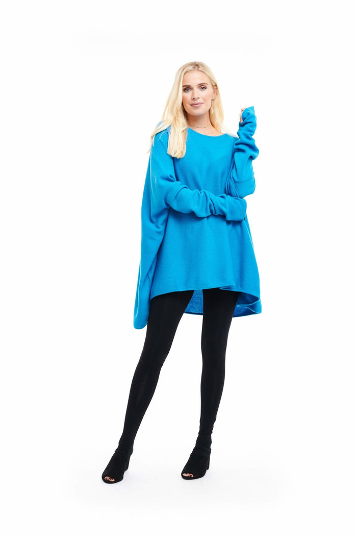 Cashmere Snuggle Box Jumper 4 Ply Turquoise - MUDRA