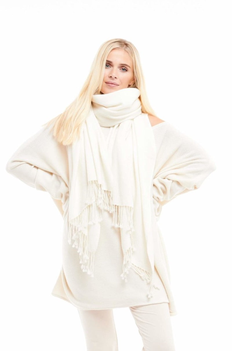 Cashmere Snuggle Box Jumper 4 Ply Winter White - MUDRA