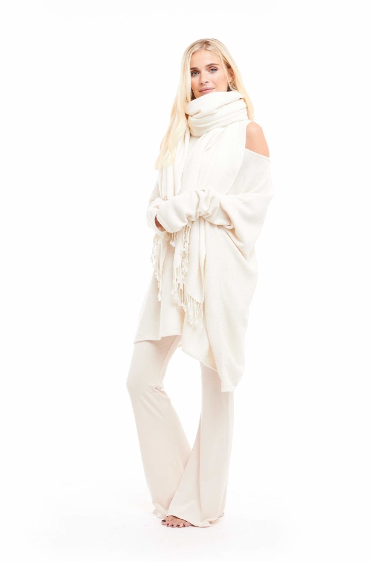 Cashmere Snuggle Box Jumper 4 Ply Winter White - MUDRA