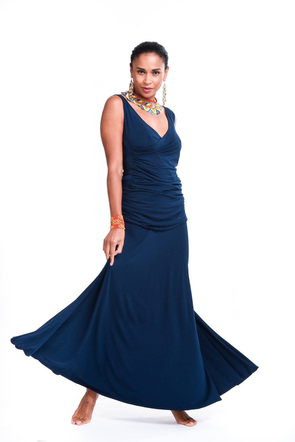 Bamboo Flamenco Skirt Navy - MUDRA