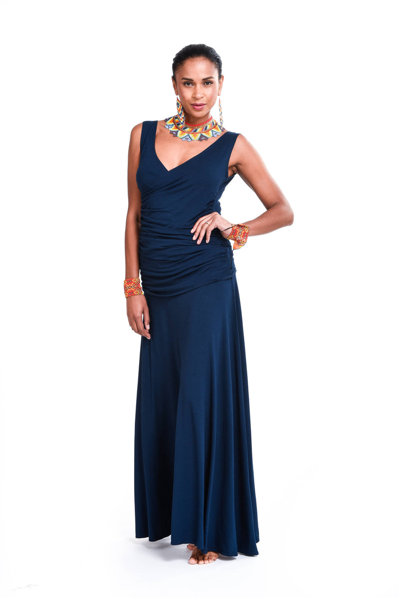 Bamboo Flamenco Skirt Navy - MUDRA