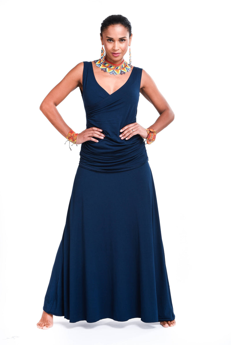 Bamboo Flamenco Skirt Navy - MUDRA