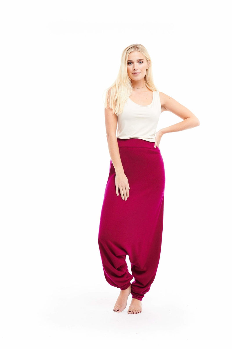 Luxury Cashmere Harem Lounge Pants Mulberry - MUDRA