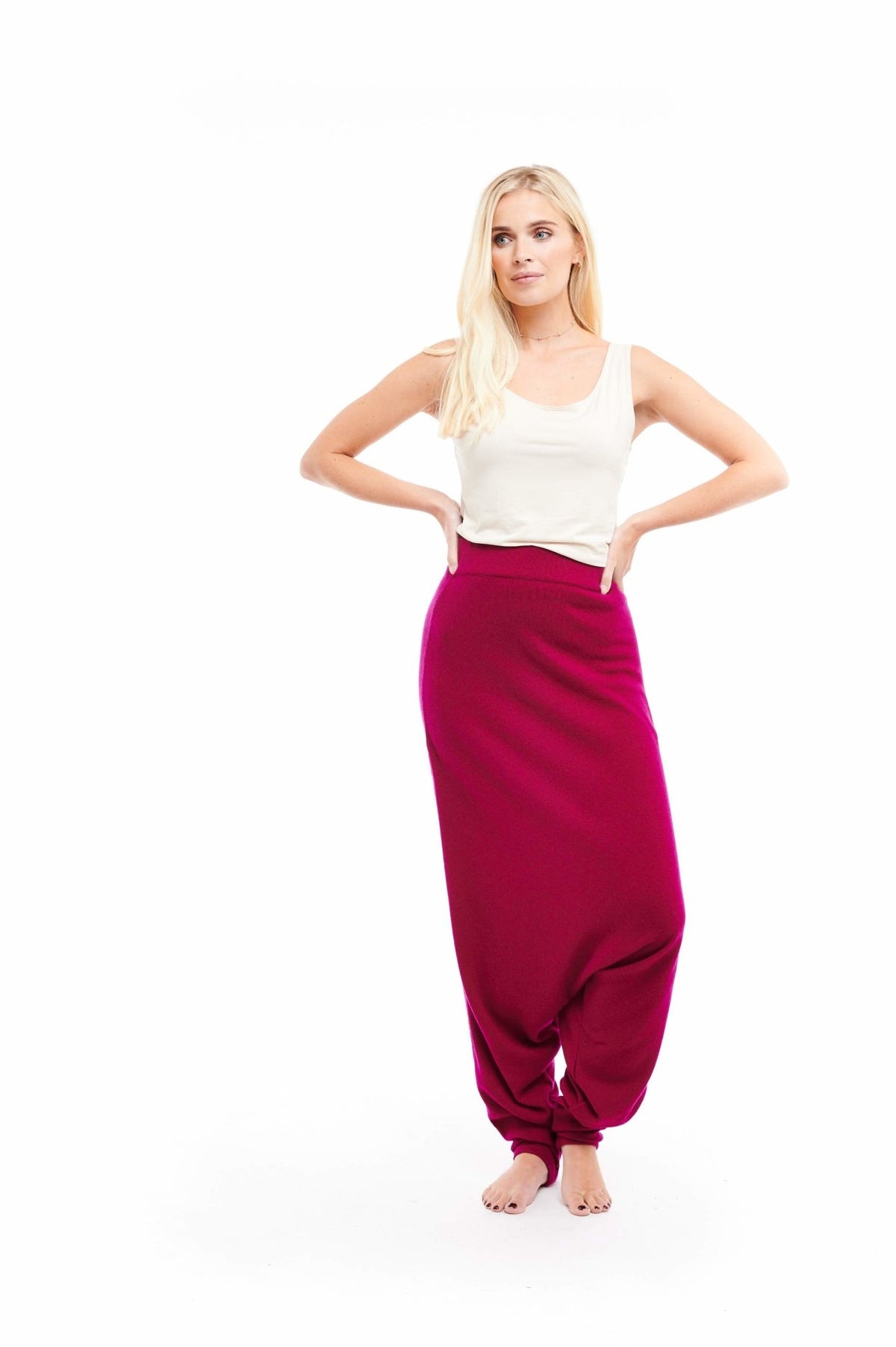 Luxury Cashmere Harem Lounge Pants Mulberry - MUDRA