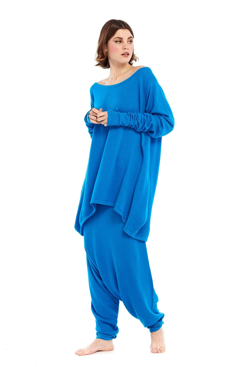 Luxury Cashmere Harem Lounge Pants Turquoise - MUDRA