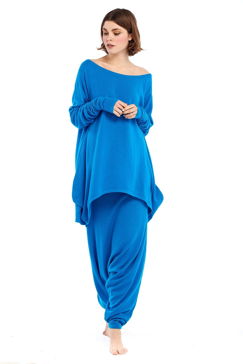 Luxury Cashmere Harem Lounge Pants Turquoise - MUDRA