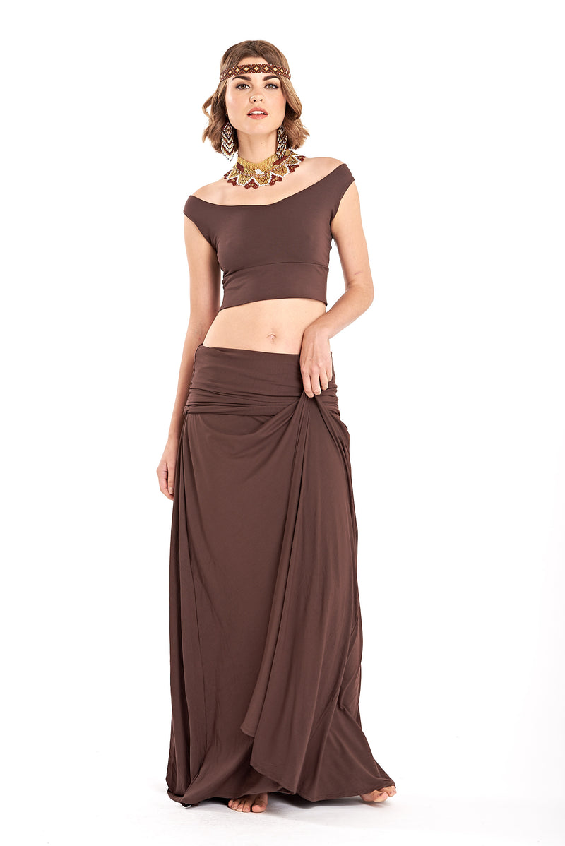 Bamboo Flamenco Skirt Brown - MUDRA