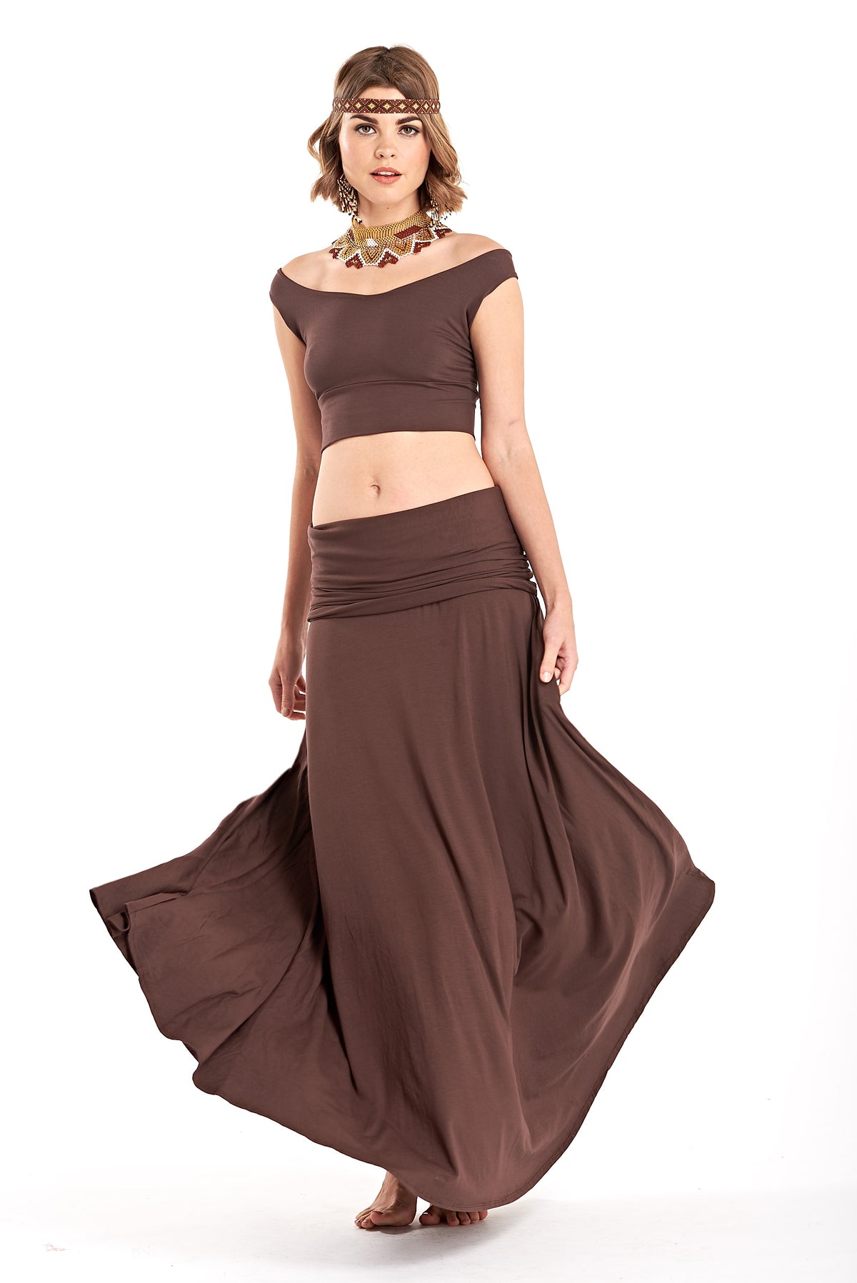 Bamboo Flamenco Skirt Brown - MUDRA