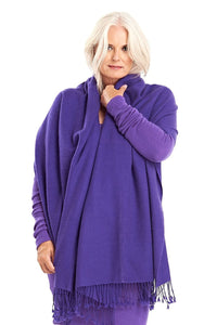 Thick Luxury Cashmere Herringbone Shawl - Purple - MUDRA