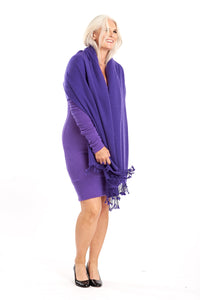 Thick Luxury Cashmere Herringbone Shawl - Purple - MUDRA